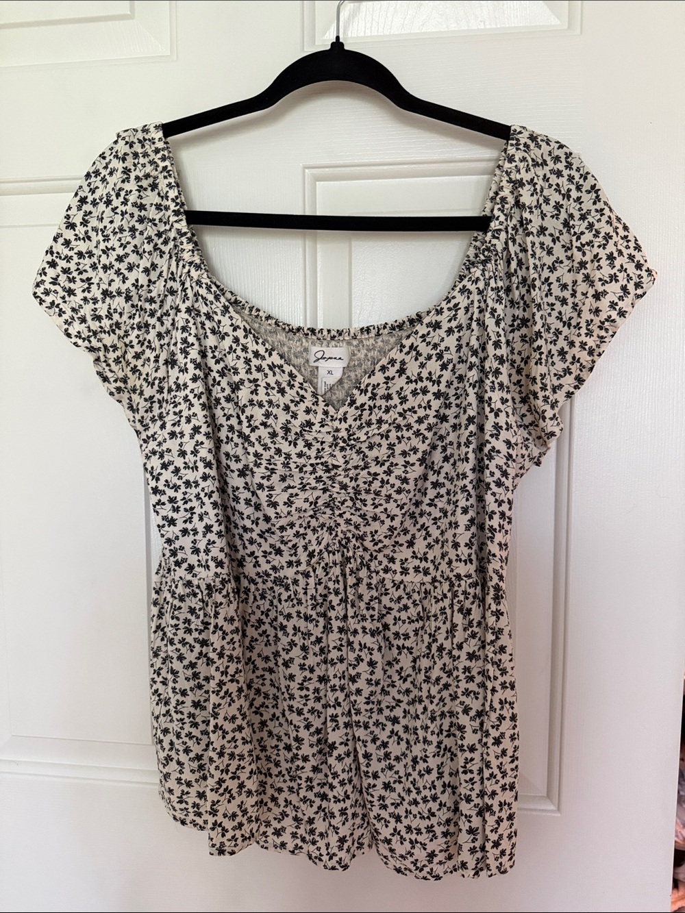 Floral Women’s Top in Cream and Black